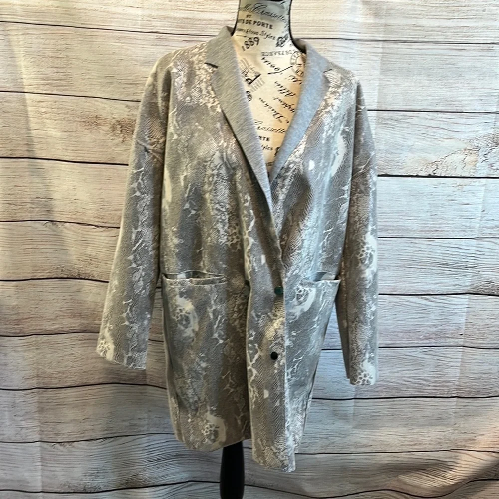 Coster Copenhagen Long Blazer Faux Python Snake Print Relaxed Fit Size 36 Small